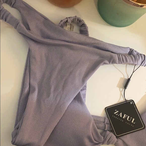 Zaful lavender elastic ribbed Bikini - Picture 7 of 7